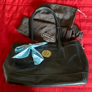 Black Leather Madeline Coach Satchel